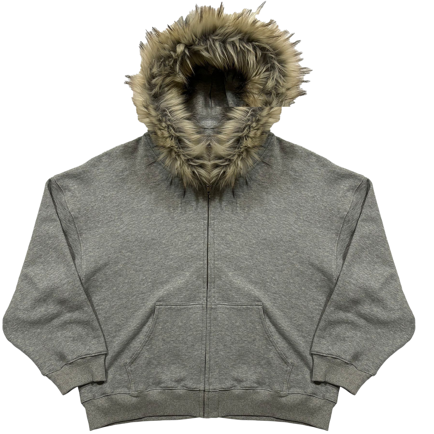 FUR ZIP UP GREY