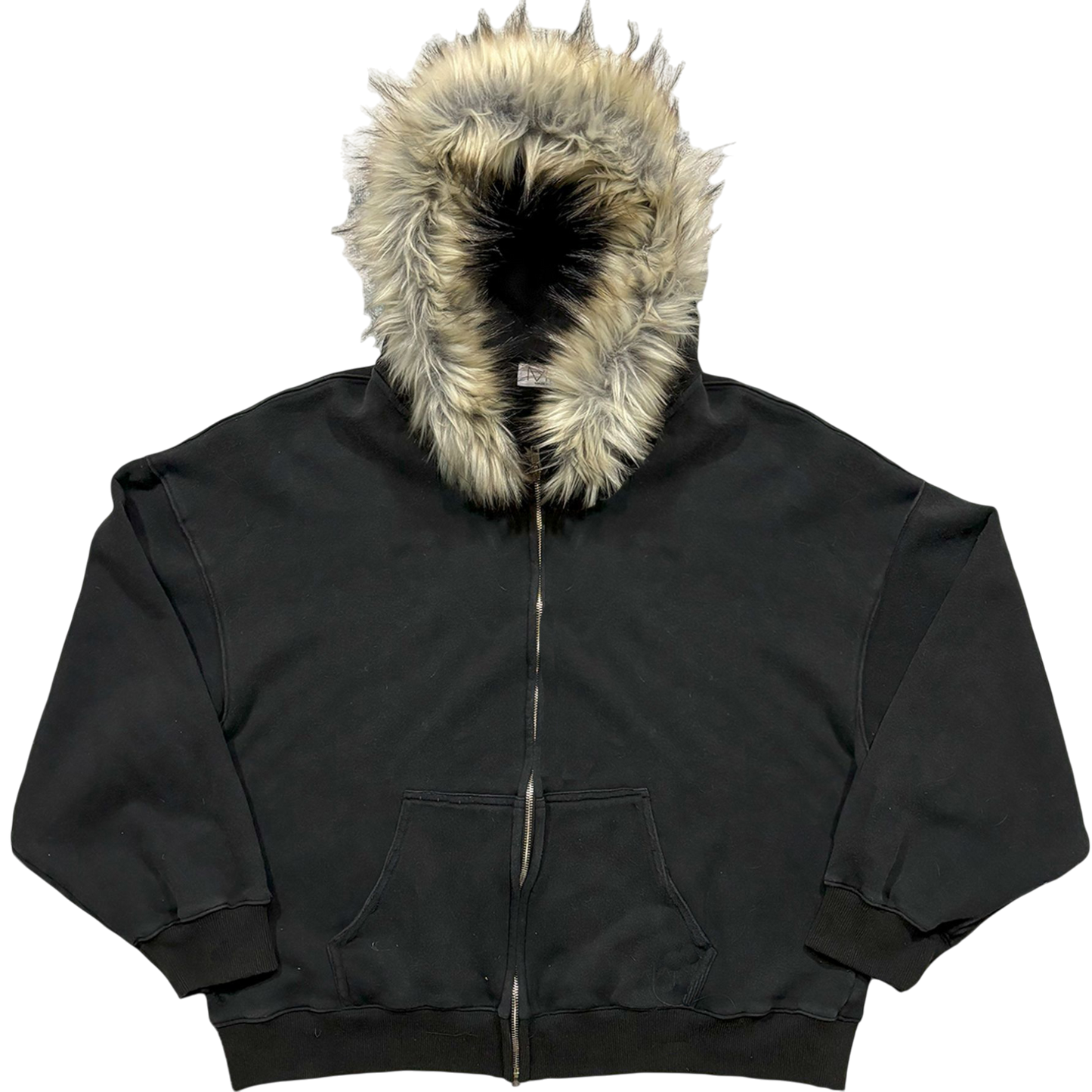 FUR ZIP UP BLACK
