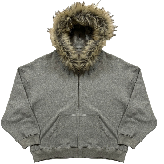 FUR ZIP UP GREY
